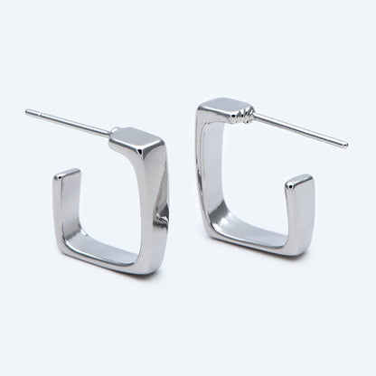 10pcs Gold/ Silver tone Square Ear Posts 16x17mm, 18K Real Gold Plated Brass, Geometric Earring Studs (GB-1799)