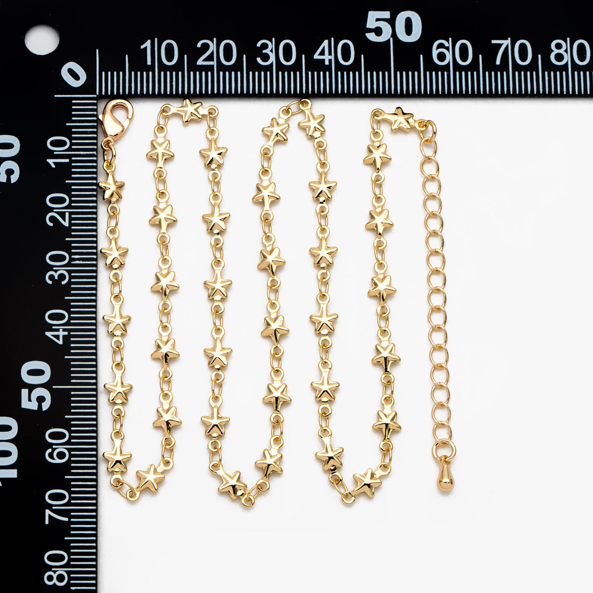 Gold Star Beaded Chains, Finished Bracelet/ Anklet/ Necklace, Adjustable with Extender Chain, Ready to Wear (#LK-418)