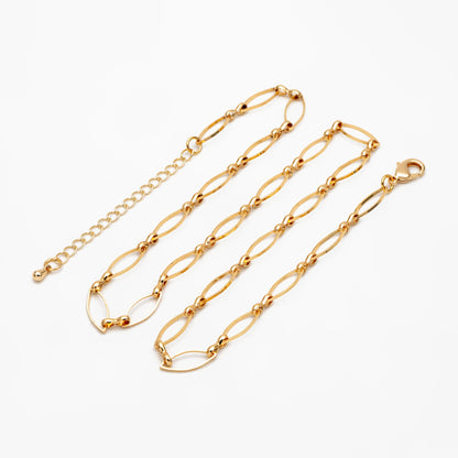 Dainty Gold Oval Link Chains, Finished Bracelet/ Anklet/ Necklace with Extender Chain, Ready to Wear (#LK-441)