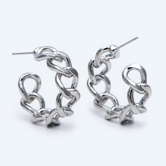 10pcs Chunky Gold/ Silver Hoops, Gold/ Silver Chain Hoops, Thick Hoop Earrings, Twist Hoop Earrings (GB-1801)