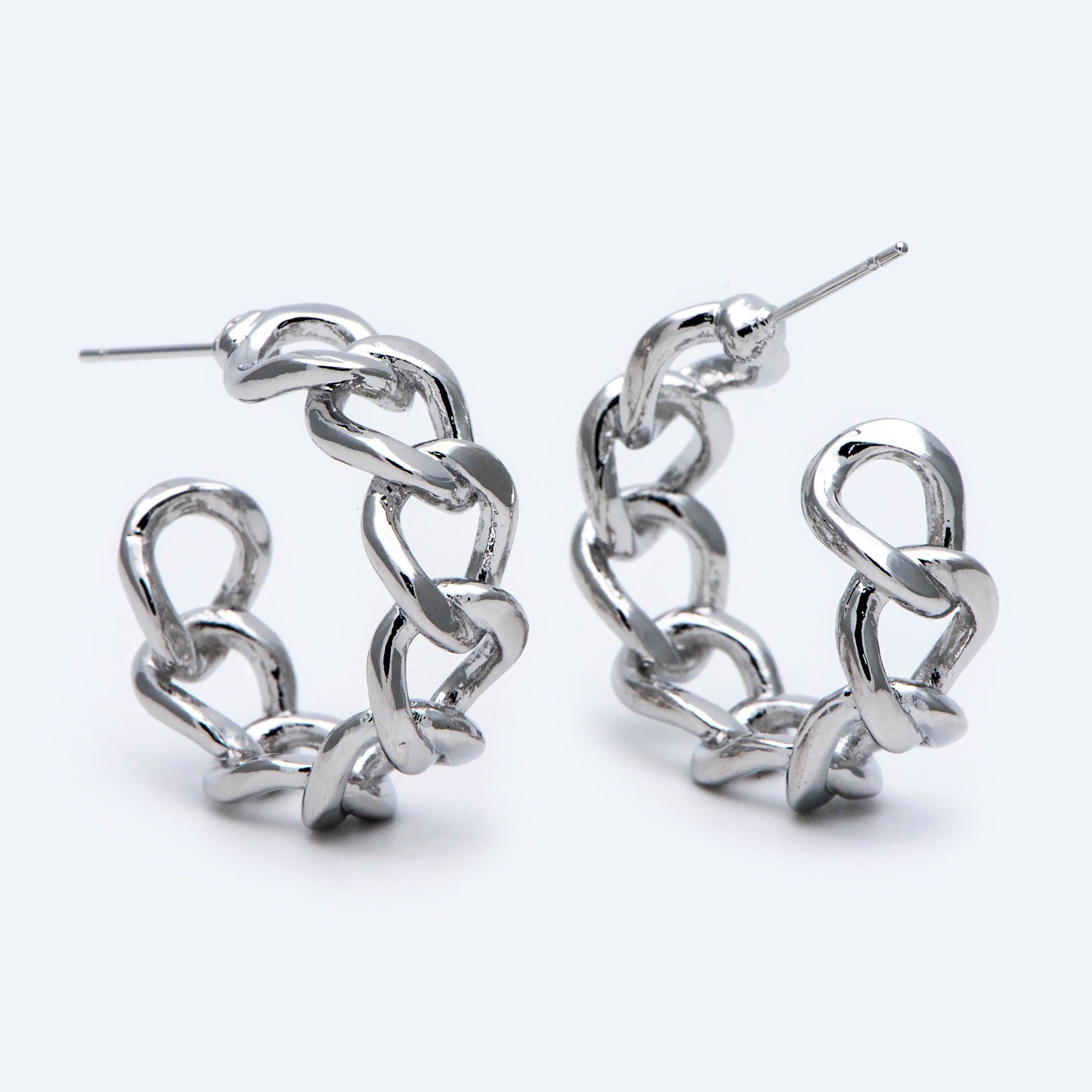 10pcs Chunky Gold/ Silver Hoops, Gold/ Silver Chain Hoops, Thick Hoop Earrings, Twist Hoop Earrings (GB-1801)