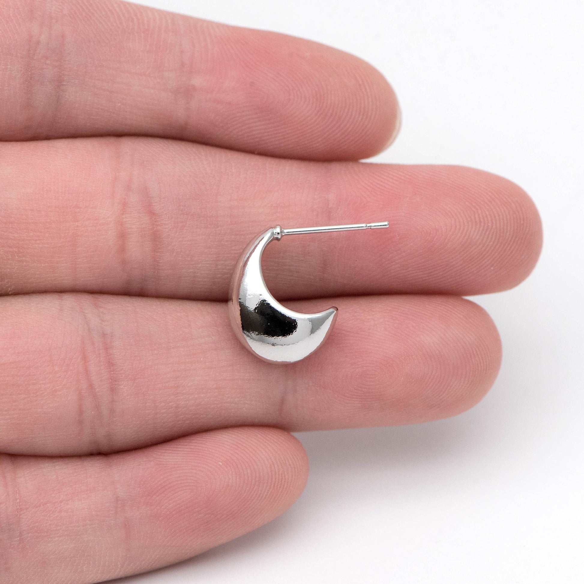 10pcs Gold/Silver tone Minimalist Ear Posts, 18K Gold plated Brass Ear Posts, Moon Stud Earring (GB-1850)