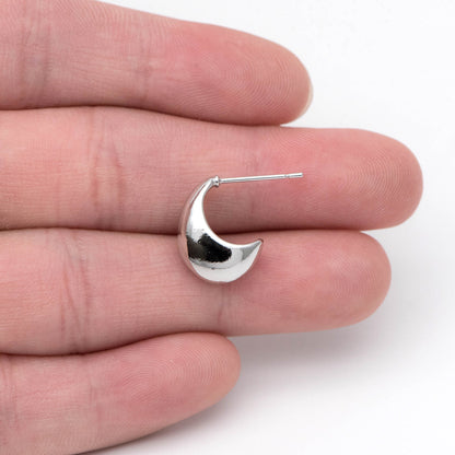 10pcs Gold/Silver tone Minimalist Ear Posts, 18K Gold plated Brass Ear Posts, Moon Stud Earring (GB-1850)