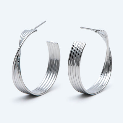 10pcs Gold/ Silver tone Twisted Hoops, Minimalist Earrings, Modern Thick Hoops, Statement Hoops Earring (GB-1983)