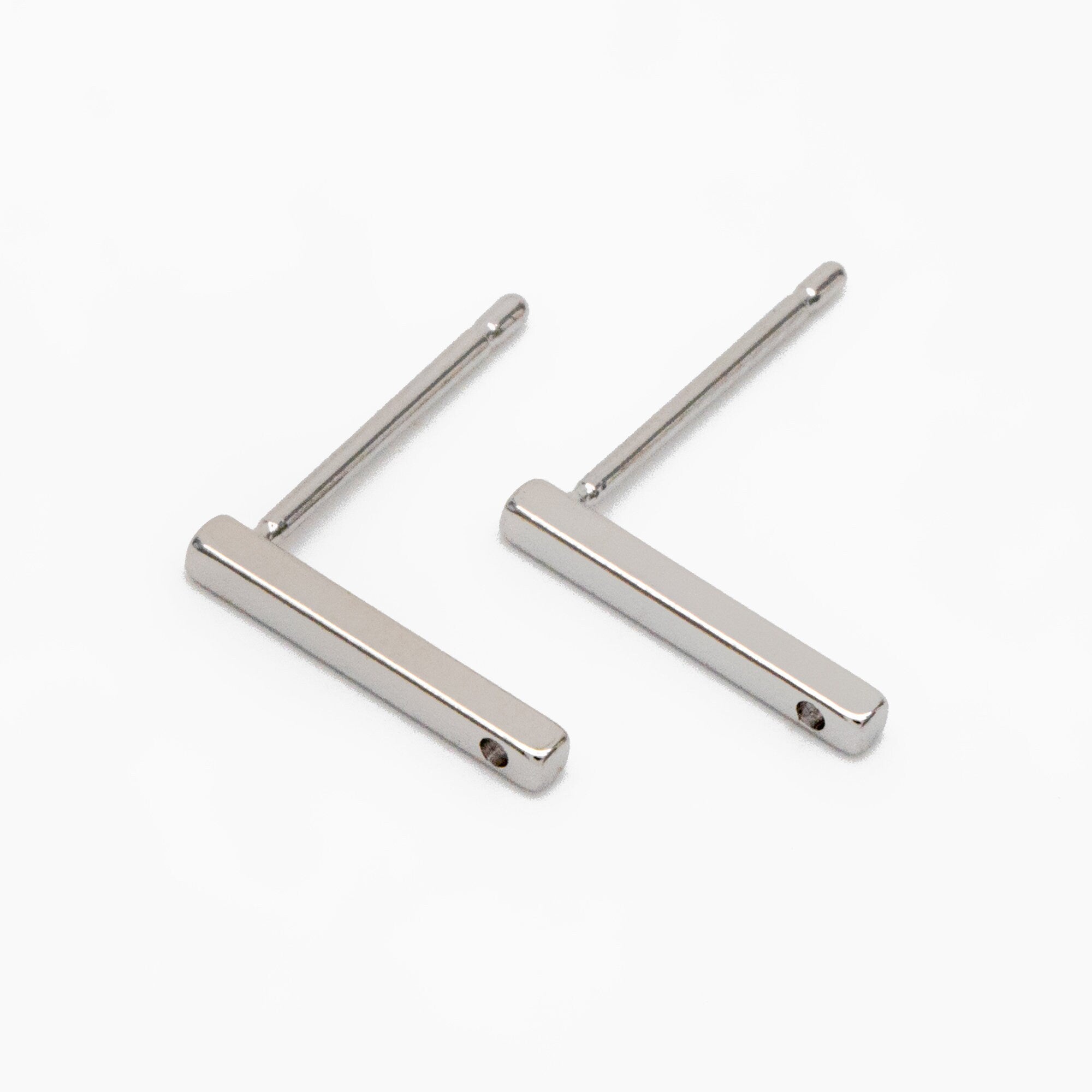 10pcs Gold/ Silver Bar Ear Posts, Gold/ Rhodium plated Brass Earring Findings, Stud Earring Components (GB-645)