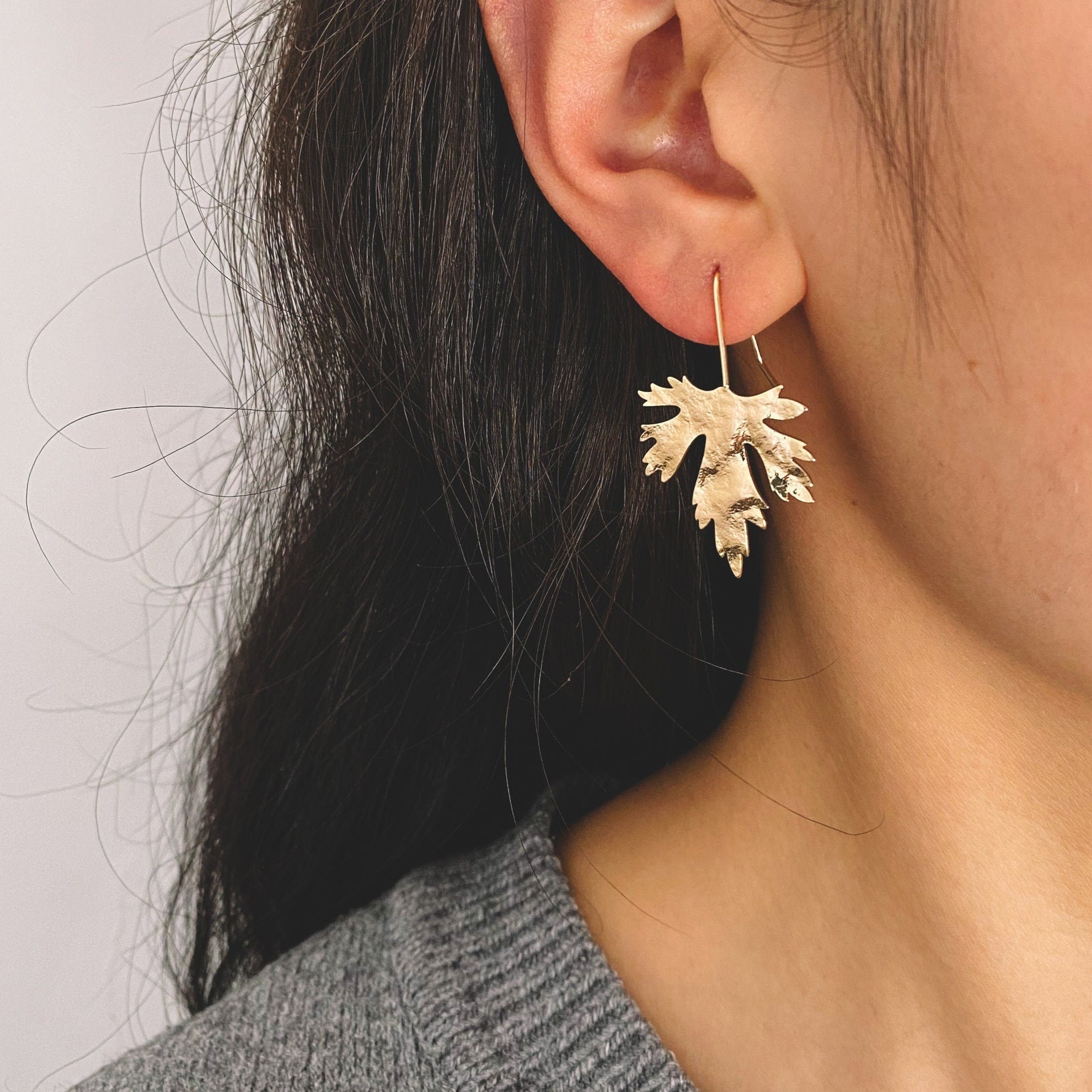 4pcs Gold/ Silver Tone Maple Leaf Ear Hooks, Simple Earwires Earring Components (GB-3323-B)