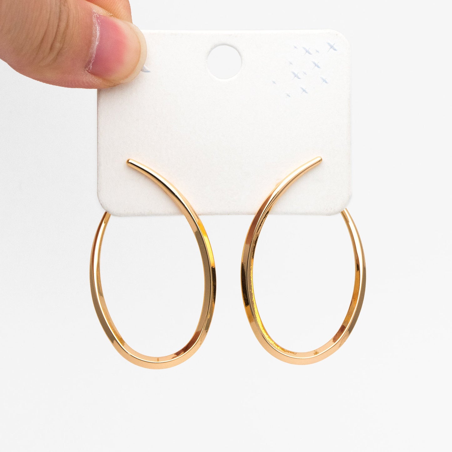 4pcs Gold U-Shaped Earrings, 18K Gold plated Brass, Horn Stud Earrings (GB-3687)