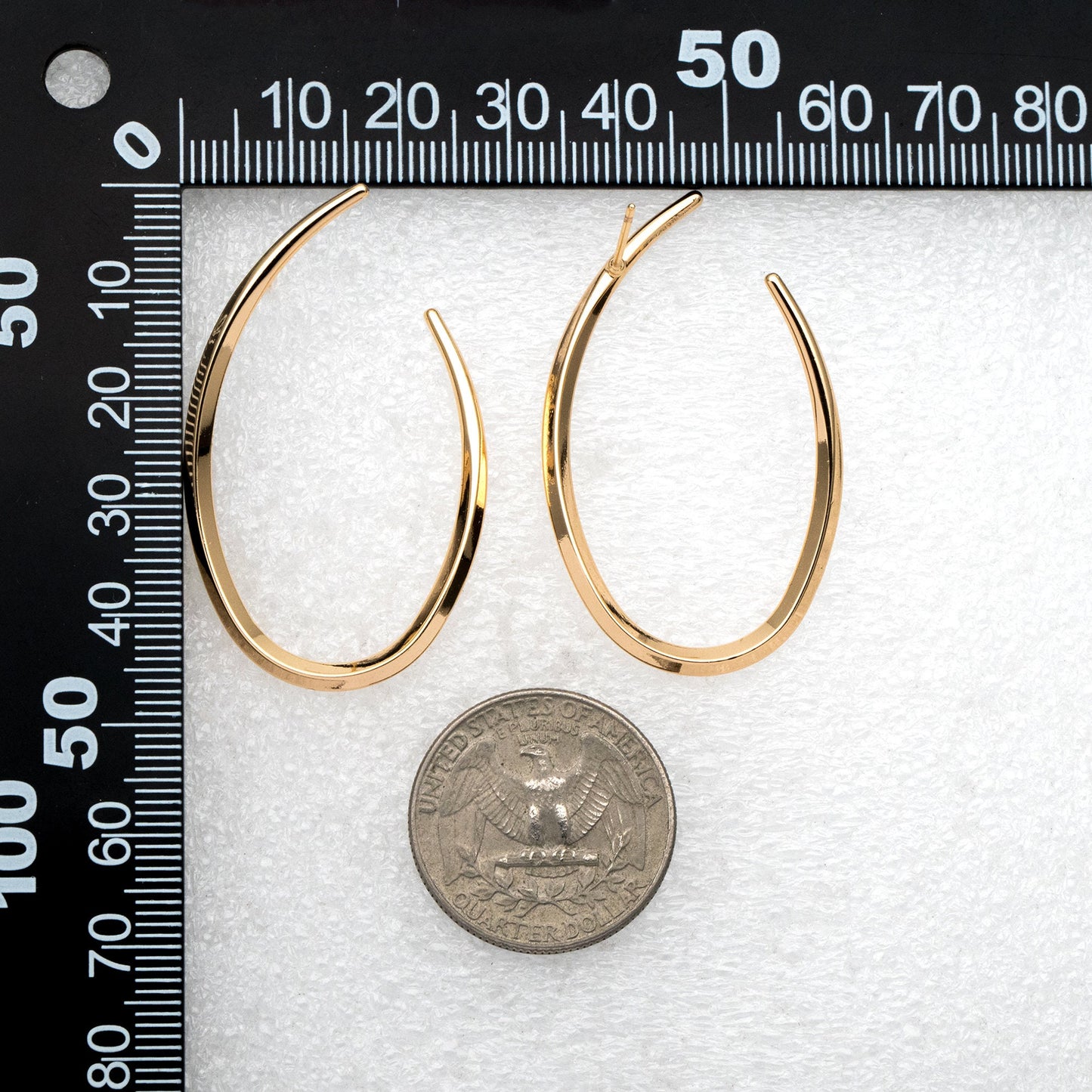 4pcs Gold U-Shaped Earrings, 18K Gold plated Brass, Horn Stud Earrings (GB-3687)