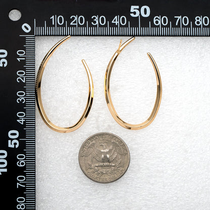 4pcs Gold U-Shaped Earrings, 18K Gold plated Brass, Horn Stud Earrings (GB-3687)