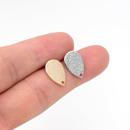 10pcs Gold/ Silver Teardrop Ear Posts 14x9mm, 18K Gold/ Rhodium Plated Brass, Geometric Disk Stud Earring Components (#GB-486)