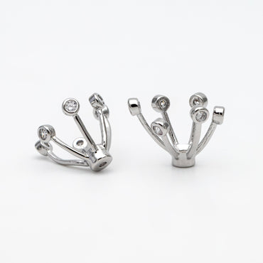 10pcs Gold/ Silver Flower Bead Caps, CZ pave Brooch Flower Center, Floral Cabochon Charms (GB-650)