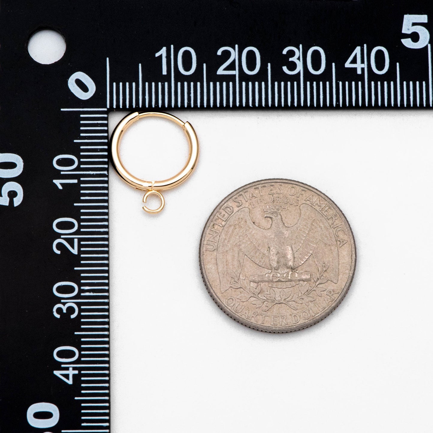 10pcs Huggie Hoop Earrings 14mm, Gold/ Rhodium/ Rose Gold plated over Stainless Steel, Minimalist Hoop Earrings with Loop (GB-2928)