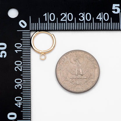 10pcs Huggie Hoop Earrings 14mm, Gold/ Rhodium/ Rose Gold plated over Stainless Steel, Minimalist Hoop Earrings with Loop (GB-2928)