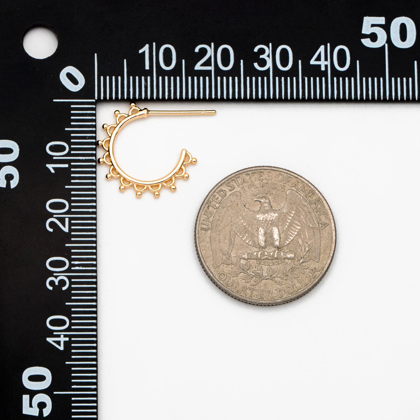 10pcs Gold Round Circle Ear Posts 18mm, Gold plated Brass, Dainty Geometric Hoop Stud Earrings (GB-3725)