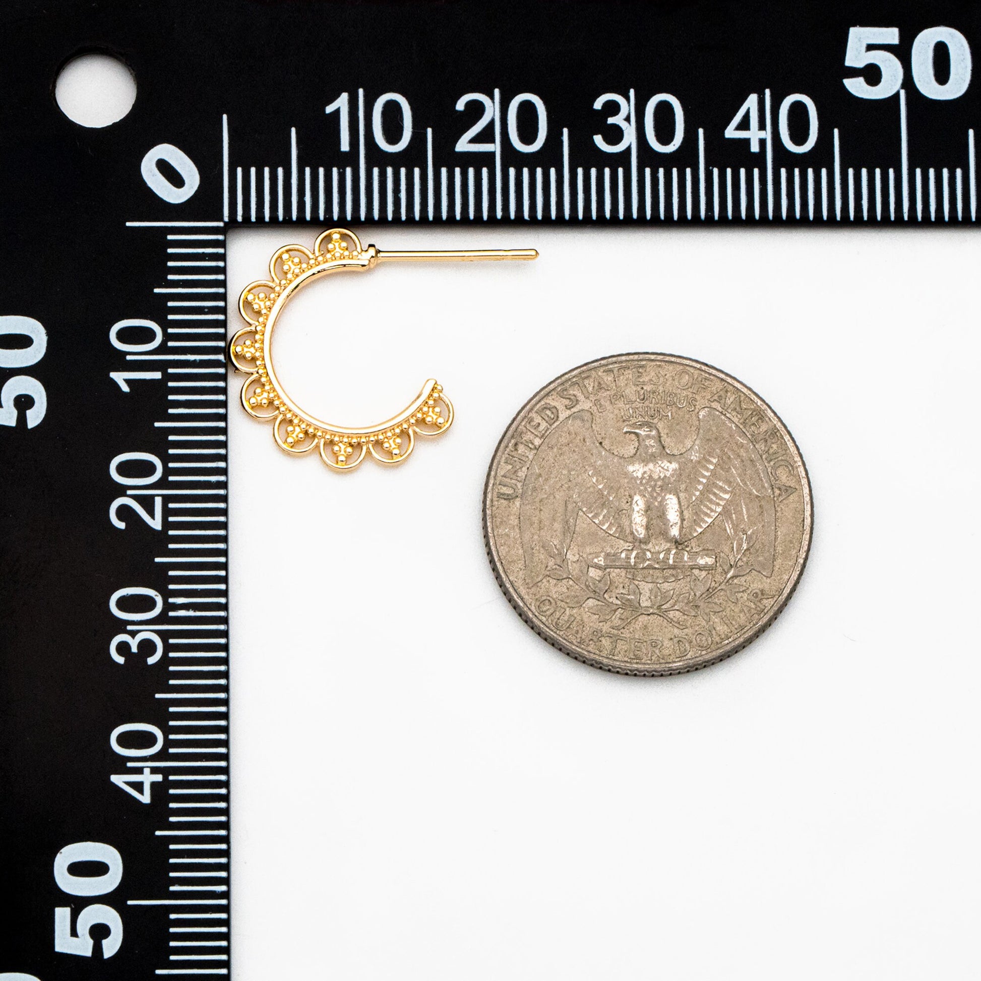 10pcs Gold Round Circle Ear Posts 18mm, Gold plated Brass, Dainty Geometric Hoop Stud Earrings (GB-3729)