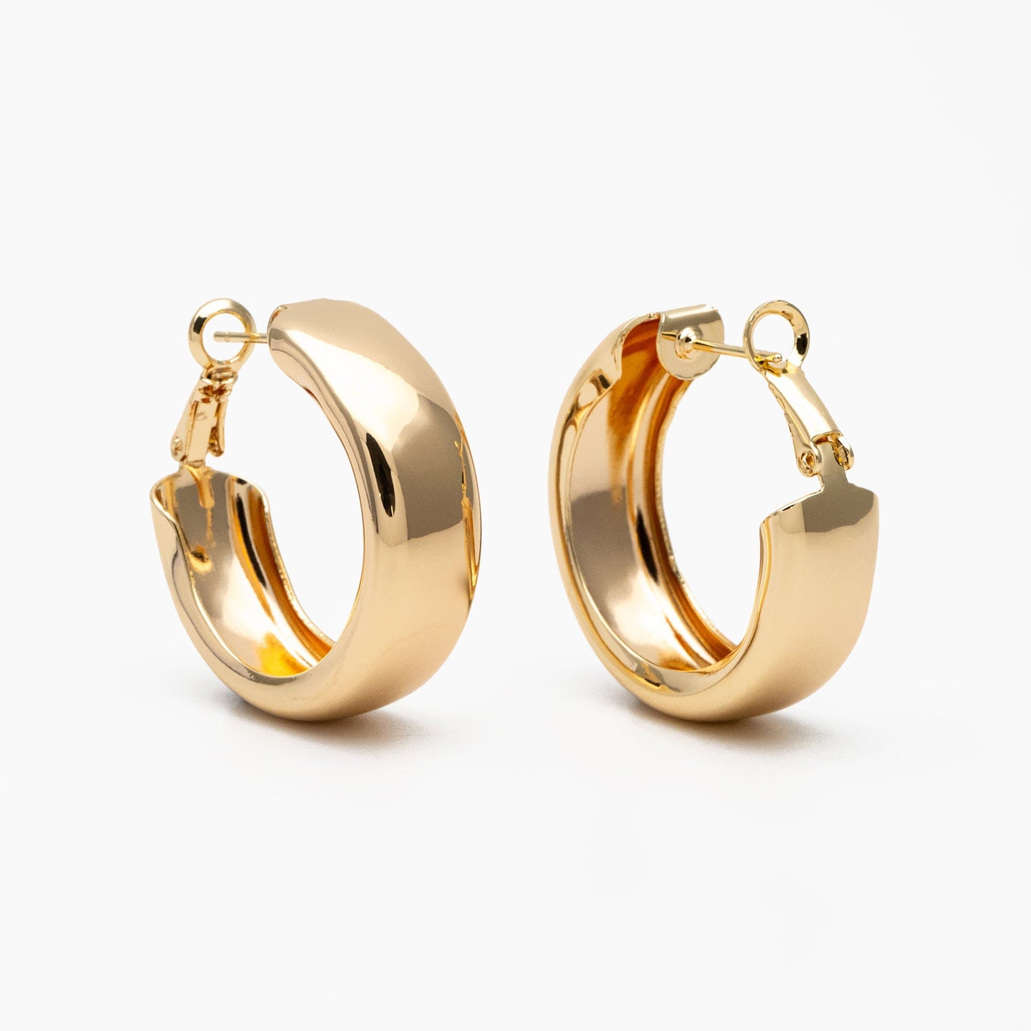 4pcs Chunky Hoop Earring Hooks: Gold/ Rhodium plated Brass, 30/ 50mm (GB-3730)