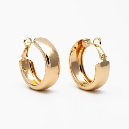 4pcs Chunky Hoop Earring Hooks: Gold/ Rhodium plated Brass, 30/ 50mm (GB-3730)