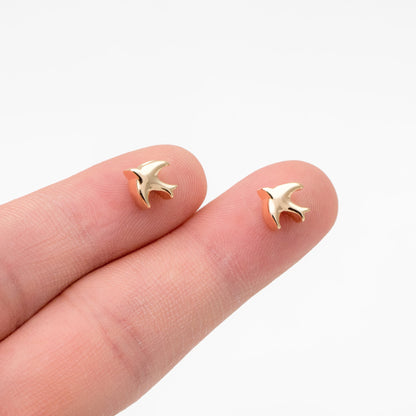 10pcs Gold Swallow Beads, Real Gold plated Brass Bird Beads, Jewelry Making Supplies Wholesale (GB-3610)