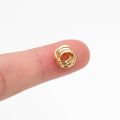 10pcs Gold Knot Spacer Beads 10x9mm, Gold plated Brass, Jewelry Making Supplies Wholesale (GB-3715-B)