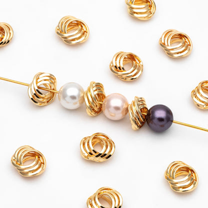 10pcs Gold Knot Spacer Beads 10x9mm, Gold plated Brass, Jewelry Making Supplies Wholesale (GB-3715-B)