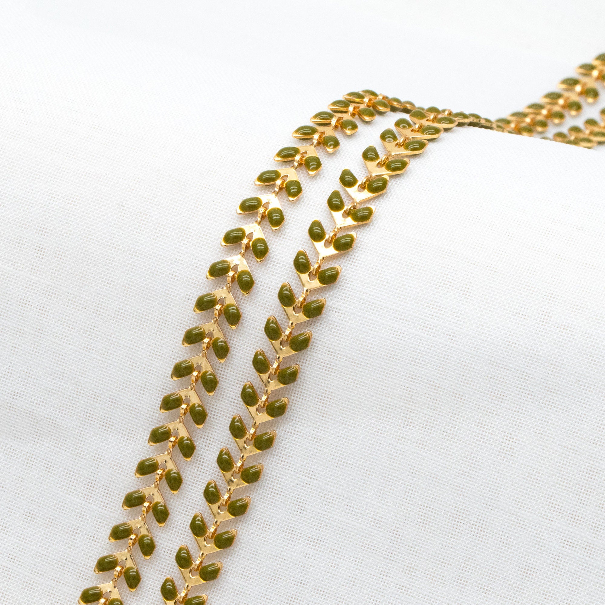 Gold plated Brass Enamel Chevron Chain 6.3mm, Herringbone Flat Arrow Designer Chain, Color Not Easily Tarnish (#LK-160)/ 1 Meter=3.3ft