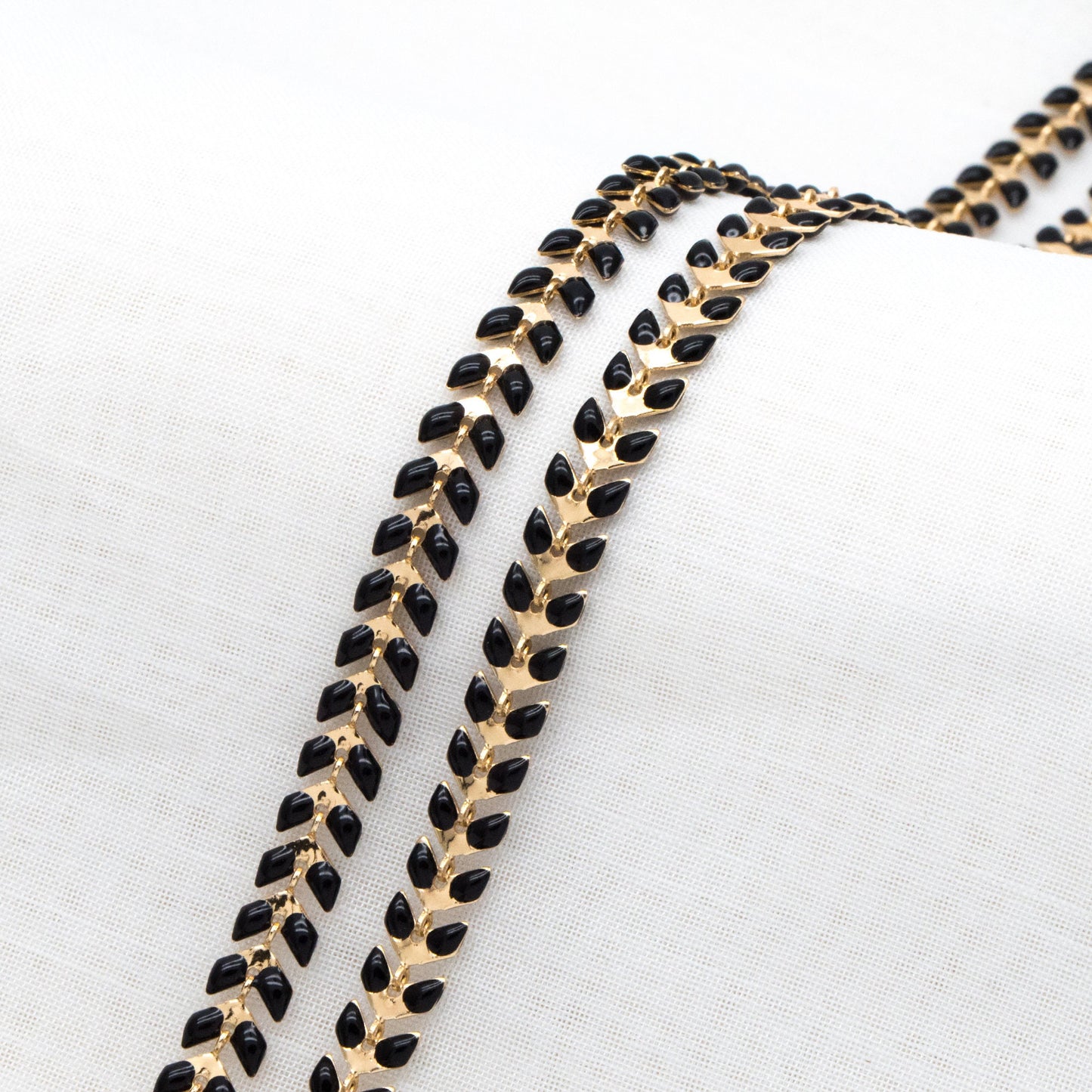 Gold plated Brass Enamel Chevron Chain 6.3mm, Herringbone Flat Arrow Designer Chain, Color Not Easily Tarnish (#LK-160)/ 1 Meter=3.3ft