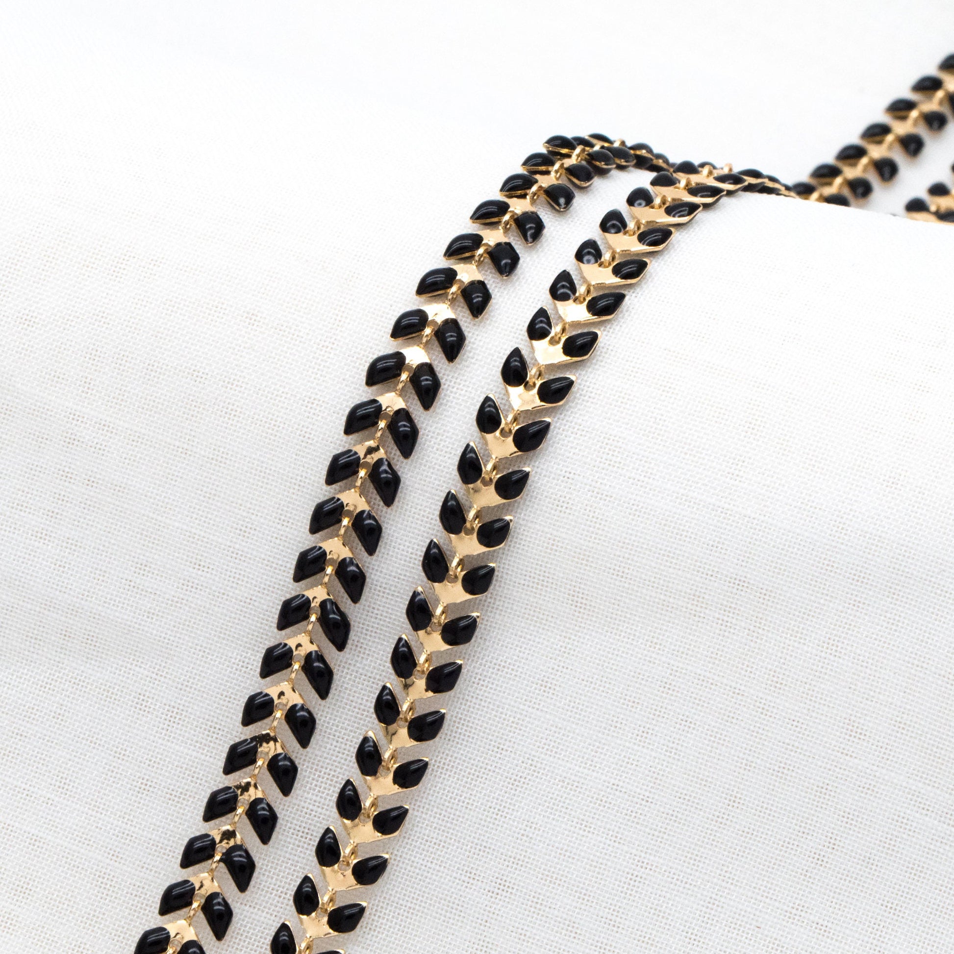 Gold plated Brass Enamel Chevron Chain 6.3mm, Herringbone Flat Arrow Designer Chain, Color Not Easily Tarnish (#LK-160)/ 1 Meter=3.3ft