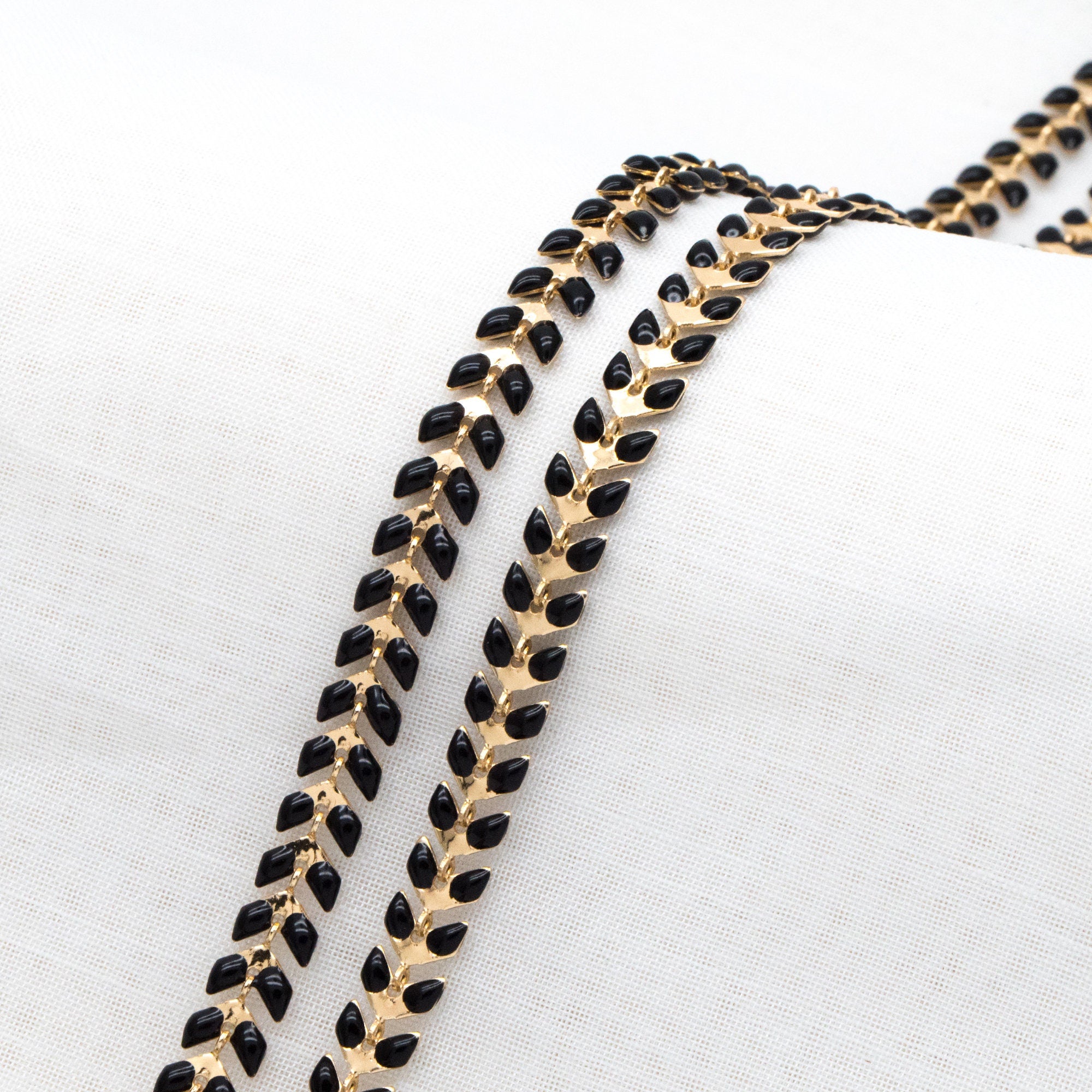 Gold plated Brass Enamel Chevron Chain 6.3mm, Herringbone Flat Arrow Designer Chain, Color Not Easily Tarnish (#LK-160)/ 1 Meter=3.3ft