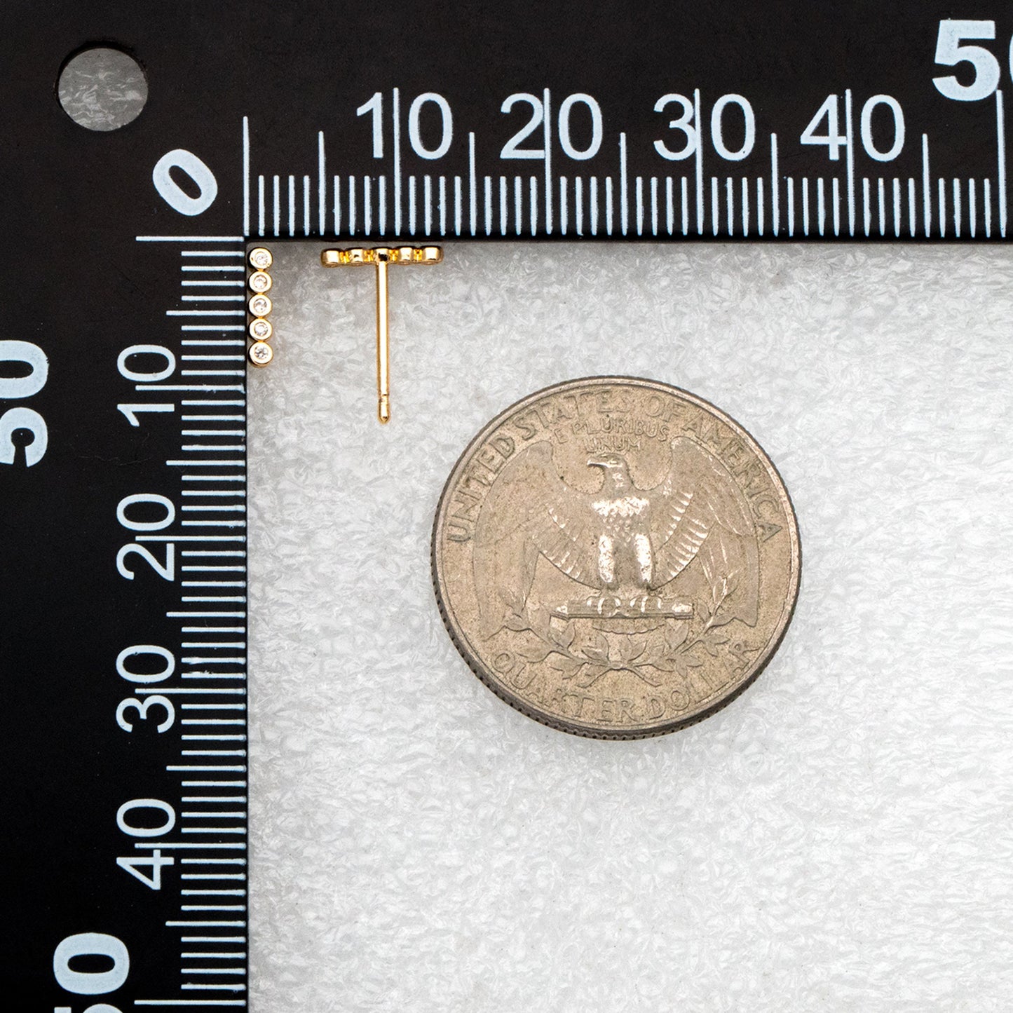 10pcs CZ Pave Bar Earrings, Real Gold/ Rhodium Plated Brass Minimalist Stud Earrings (#GB-3693)