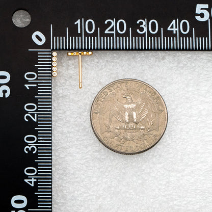 10pcs CZ Pave Bar Earrings, Real Gold/ Rhodium Plated Brass Minimalist Stud Earrings (#GB-3693)