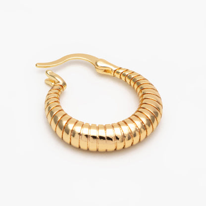 4pcs Gold U-Shaped Earrings 24x22mm, Real Gold plated Brass, Minimalist Hoop Earrings (GB-3696)