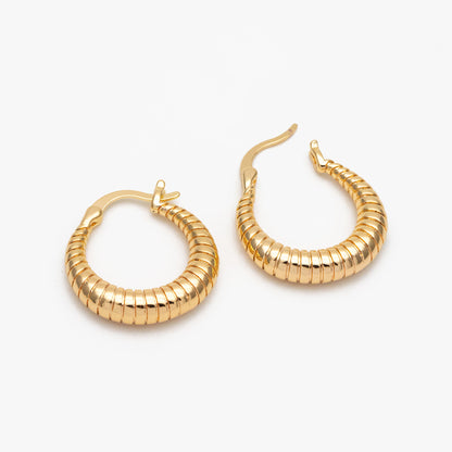 4pcs Gold U-Shaped Earrings 24x22mm, Real Gold plated Brass, Minimalist Hoop Earrings (GB-3696)