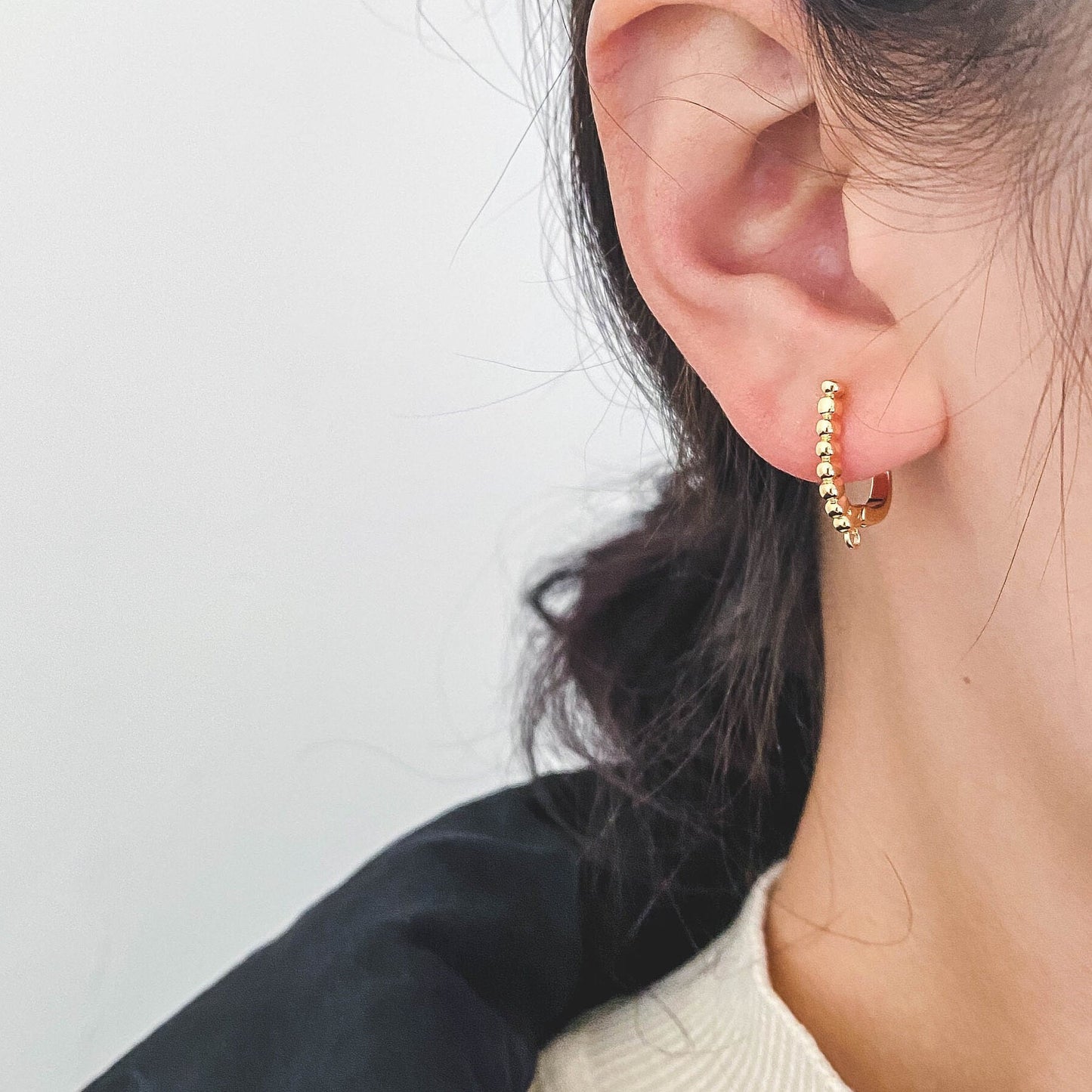 10pcs Gold Beaded Click-in Style Leverback Earring, Earring Finding Wholesale (GB-848-C)