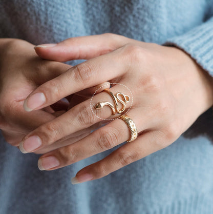 4pcs Gold/ Silver Tone Snake Ring, Open Serpent Ring, Reptile Adjustable Band Ring, Punk Animal Jewelry, Fashion Jewelry (#GB-2716)