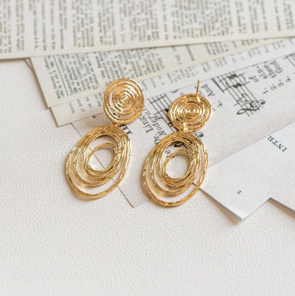 4pcs Gold/ Silver Vortex Earrings, Swirl Stud Earrings, Everyday Earrings, Handmade Earrings, Gift For Her (ER-094)