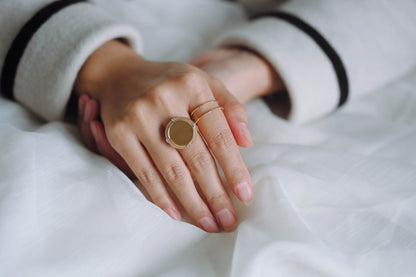 4pcs CZ Pave Gold Blank Base Tray Cabochon Ring Setting, Gold plated Brass Bezel Cabochon Adjustable Ring (#GB-3415)