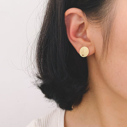 10pcs Gold Round Disc Ear Posts 12mm, 18K Gold plated Brass, Geometric Stud Earring Components (GB-3283)