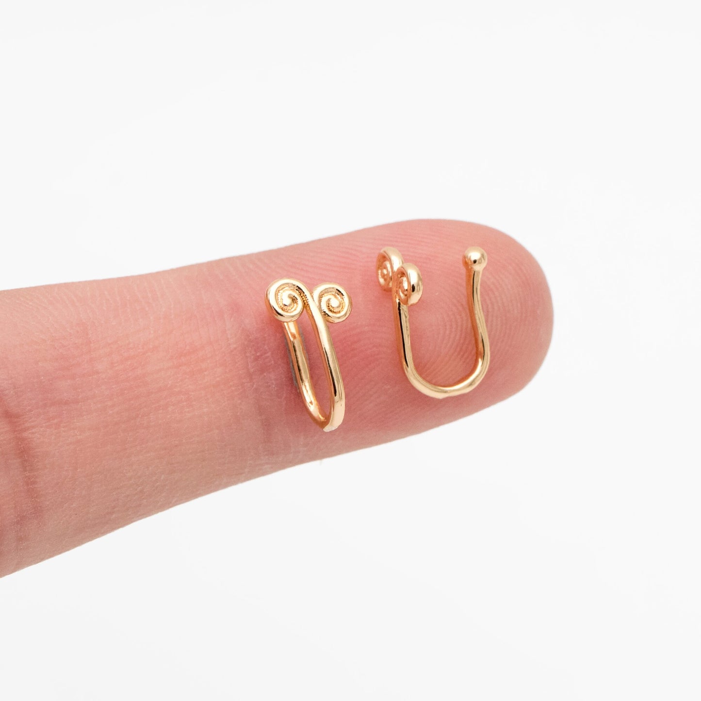 4pcs Gold Ear Cuff/ Nose Cuff, Non Piercing Nose Cuff, Adjustable Fake Nose Rings, Dainty Nose Jewelry (GB-3709-B)