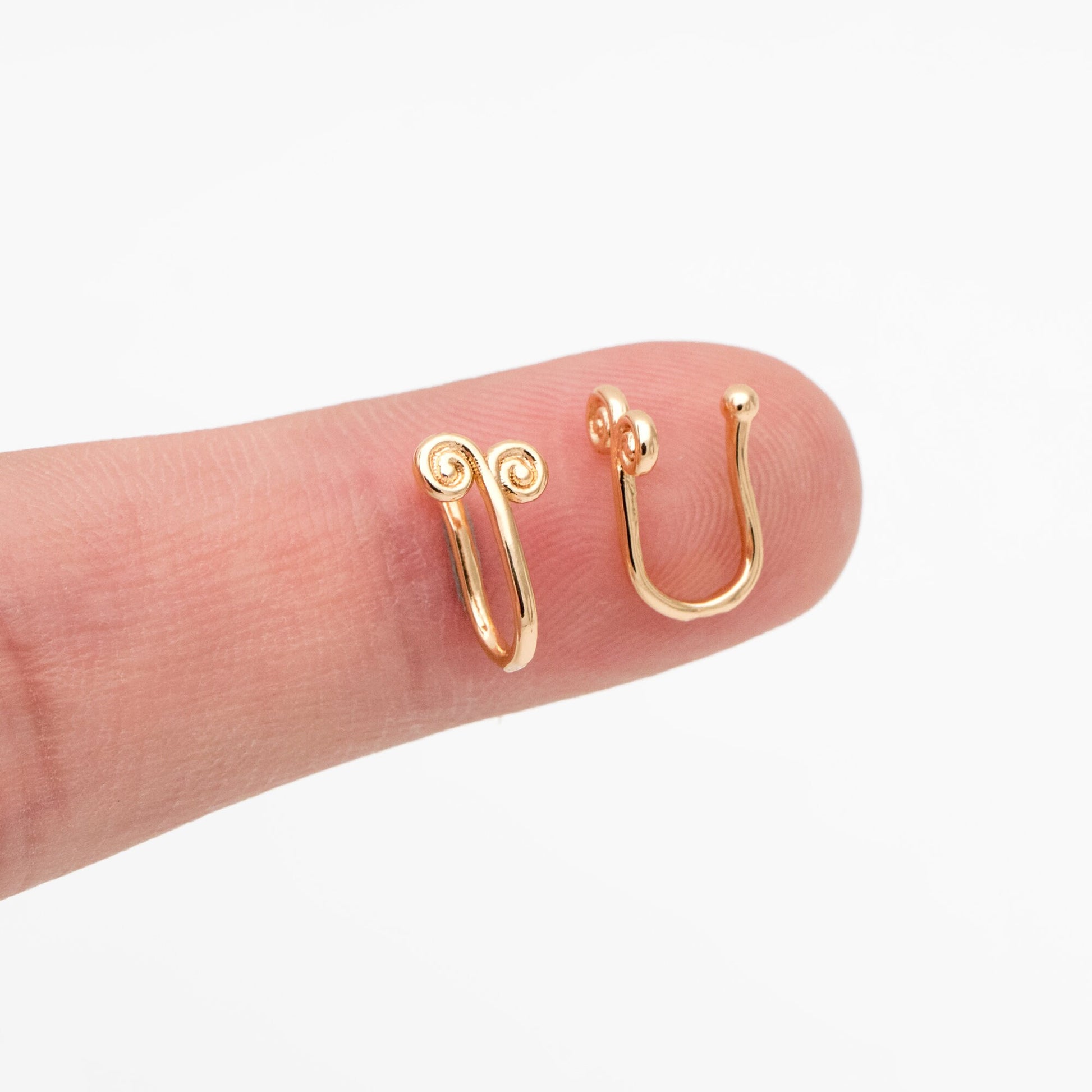 4pcs Gold Ear Cuff/ Nose Cuff, Non Piercing Nose Cuff, Adjustable Fake Nose Rings, Dainty Nose Jewelry (GB-3709-B)