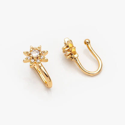4pcs CZ Pave Gold Sun Ear Cuff/ Nose Cuff, Non Piercing Nose Cuff(GB-3709-C)