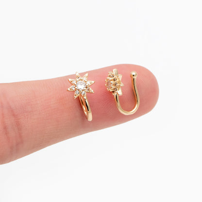 4pcs CZ Pave Gold Sun Ear Cuff/ Nose Cuff, Non Piercing Nose Cuff(GB-3709-C)