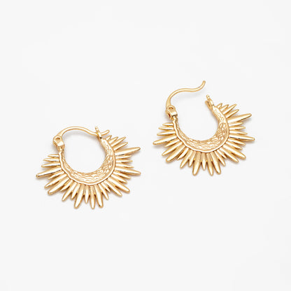 4pcs Gold/ Silver Sun Hoop Earrings, 18K Gold/ Rhodium plated Brass Sun Earrings, Earring Components (#GB-3716)