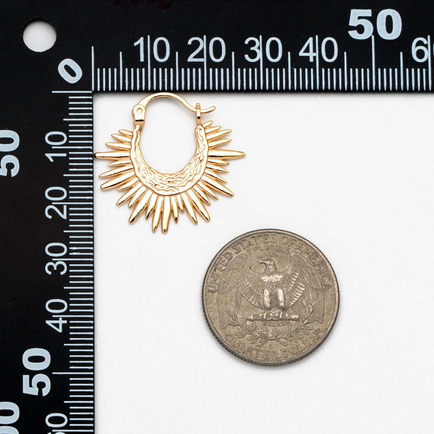 4pcs Gold/ Silver Sun Hoop Earrings, 18K Gold/ Rhodium plated Brass Sun Earrings, Earring Components (#GB-3716)