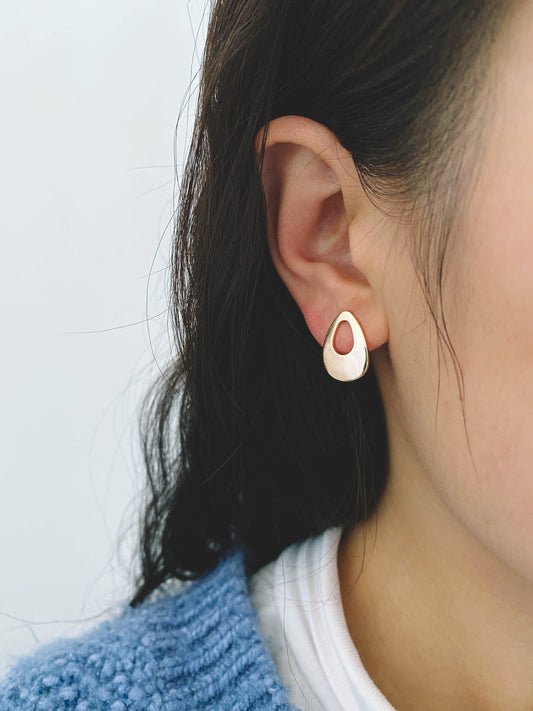 10pcs Gold Teardrop Ear Post with Loop, 17x12mm, 18K Gold Plated Brass Geometric Earring Studs (GB-441)