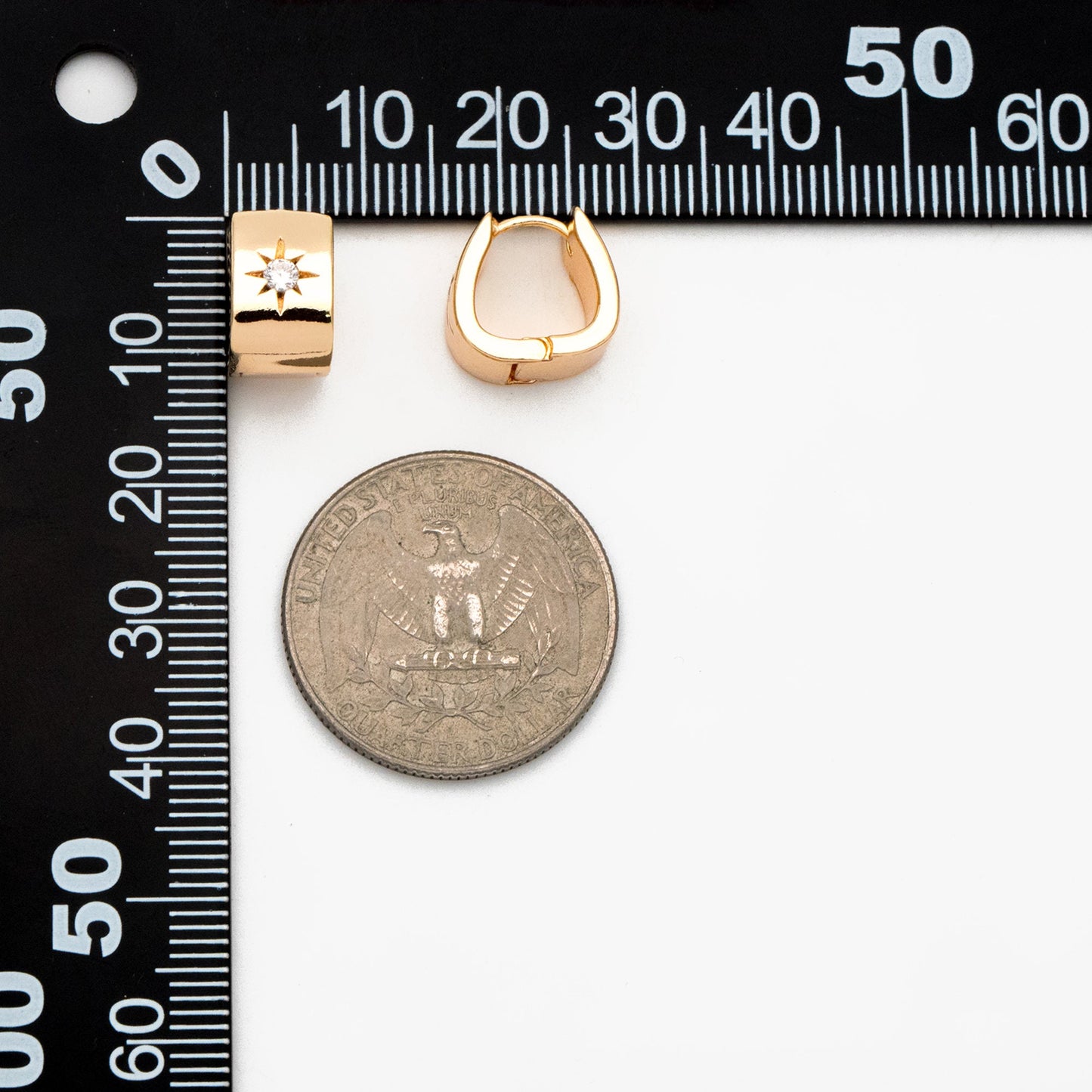 4pcs CZ Pave North Star Hoop Earrings, Dainty Huggie Earrings, Minimalist Earring, Small Gold Hoops Earring (GB-3744)