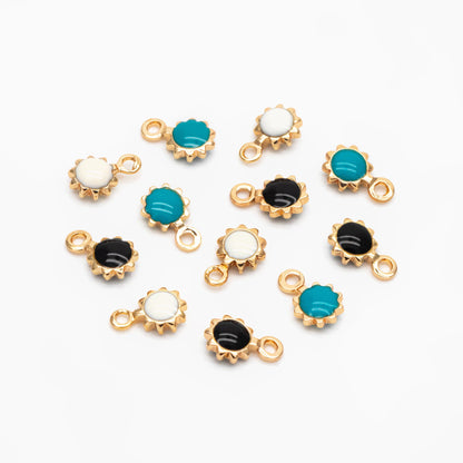 10pcs Gold Enamel Sun Charms 7x4mm, 18K Gold plated Brass, Tiny Sun Earring Charms (GB-3745)