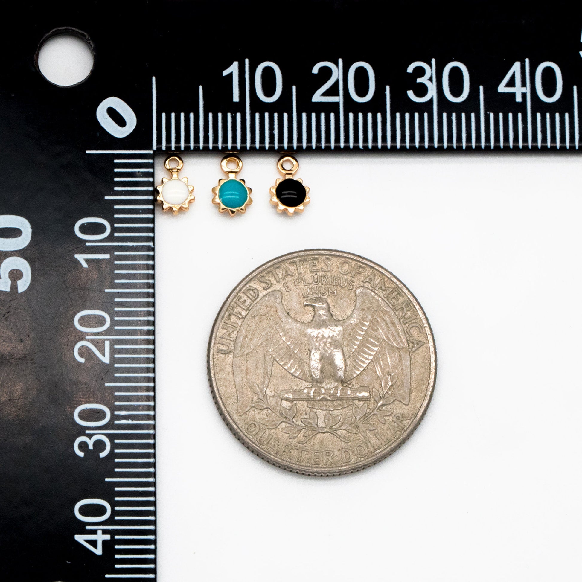 10pcs Gold Enamel Sun Charms 7x4mm, 18K Gold plated Brass, Tiny Sun Earring Charms (GB-3745)