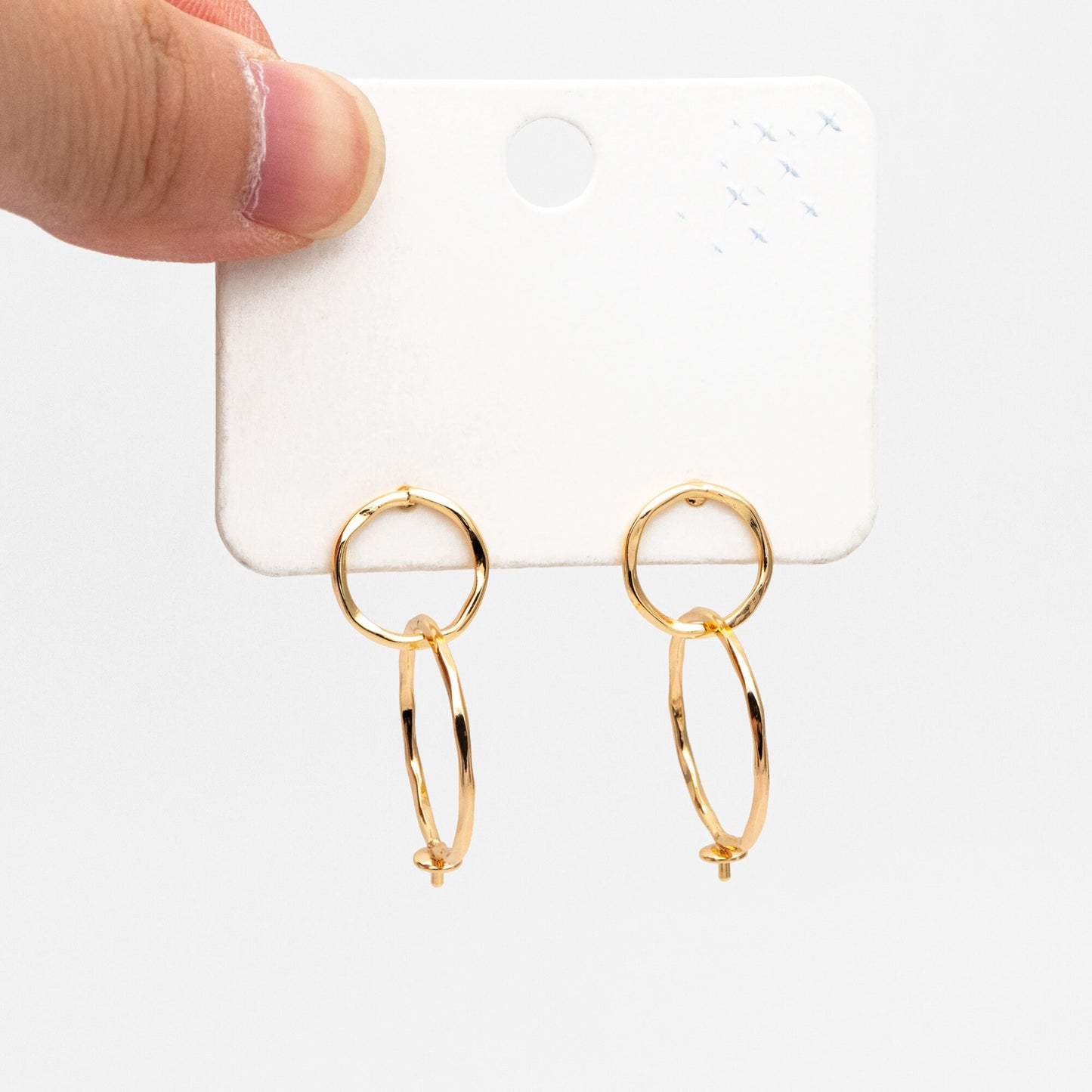 4pcs Interlocking Earring Studs, Linkage Circle Earring, Pearl Earring Mounts, Half Drilled Pearls Earring Settings (GB-3751)