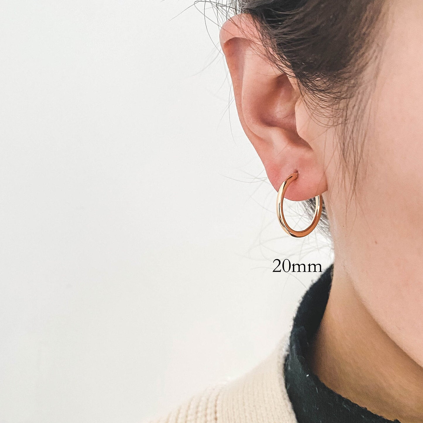 10pcs Gold Hoop Earrings, 2mm Thick, Size 15/20/25/30/35mm, 18K gold plated on Brass, Classic Hoop Earrings (GB-3270)
