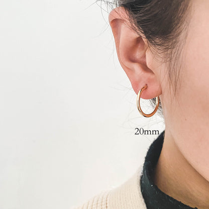 10pcs Gold Hoop Earrings, 2mm Thick, Size 15/20/25/30/35mm, 18K gold plated on Brass, Classic Hoop Earrings (GB-3270)